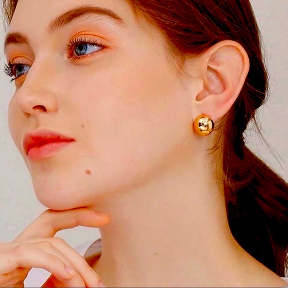 🍒3/$30 New Gold Ball Huggie Earrings - Picture 3 of 5